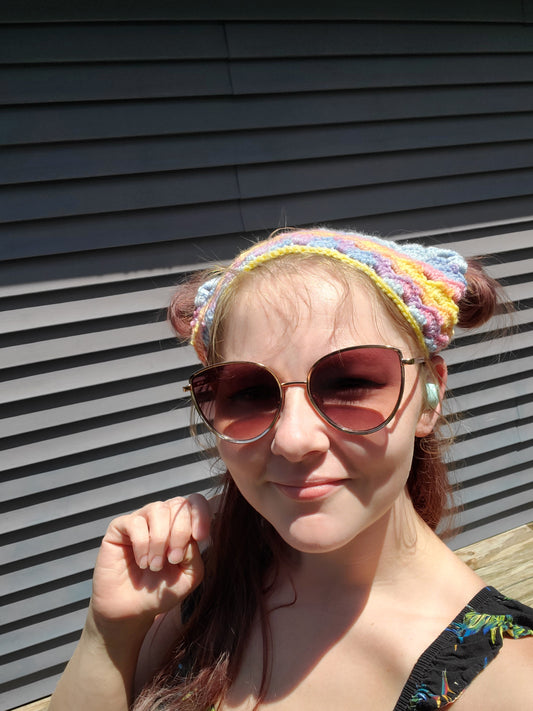 Crochet Rainbow Shell Bandana